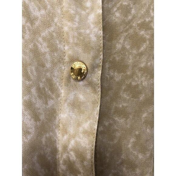 Michael Kors Flower Print Snap Closure Front-Slit Maxi Dress Size S Beige - Picture 3 of 8